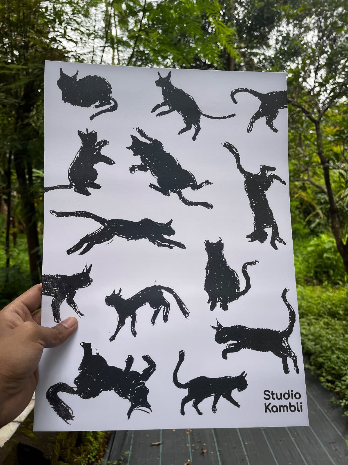 Charcoal cats A3 poster — 3